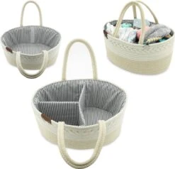 ADSafety - Luxe Katoenen Luiertas - Inclusief Uitneembare Organizer - Verzorgingstas - Opbergtas - Commode Mandje - Baby Spullen - Crème -Aanbiedingen BIBS Winkel 1200x1154 8