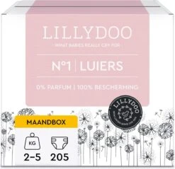 LILLYDOO Huidvriendelijke Luiers - Maat 1 (2-5 Kg) - 205 Stuks - Maandbox