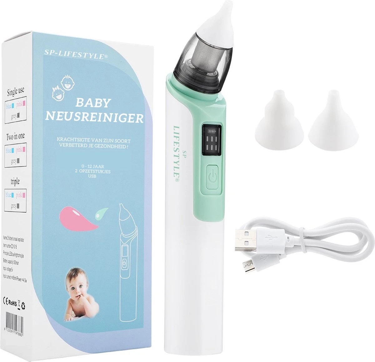 SP Lifestyle ® Neusreiniger Baby - Elektrische Neuszuiger Met USB - Snoetenpoetsers - Snotzuiger Baby - 6 Verschillende Standen 1 SP Lifestyle ® Neusreiniger Baby - Elektrische Neuszuiger Met USB - Snoetenpoetsers - Snotzuiger Baby - 6 Verschillende Standen