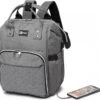 Miss Lulu Luiertas Rugzak - Luiertas Met USB Oplaadstation - Baby Tas Inclusief Buggy En Kinderwagen Haken - Grijs (E6705USB GY)