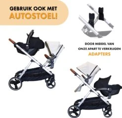 Deryan Evy Kinderwagen - Duo Kinderwagen - Uitbreidbaar - Inclusief Reiswieg - Creme -Aanbiedingen BIBS Winkel 1200x1161 18