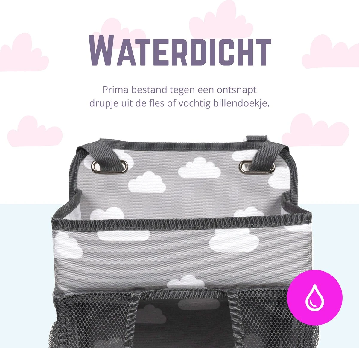 Casteleyn - Luier Organizer - Luiertas - Commodemandjes - Luierzak - Extra Ruim - Verstelbaar - Waterdicht - Wolkjes 9 Casteleyn - Luier Organizer - Luiertas - Commodemandjes - Luierzak - Extra Ruim - Verstelbaar - Waterdicht - Wolkjes - Afbeelding 9