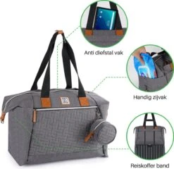 Brisby Slijtvaste Luiertas - Verzorgingstas Groot - Grijs - Inclusief Verschoonmatje - Isoleervakken - Fopspeen Houder - Makkelijk Te Bevestigen Aan De Kinderwagen -Aanbiedingen BIBS Winkel 1200x1165 14