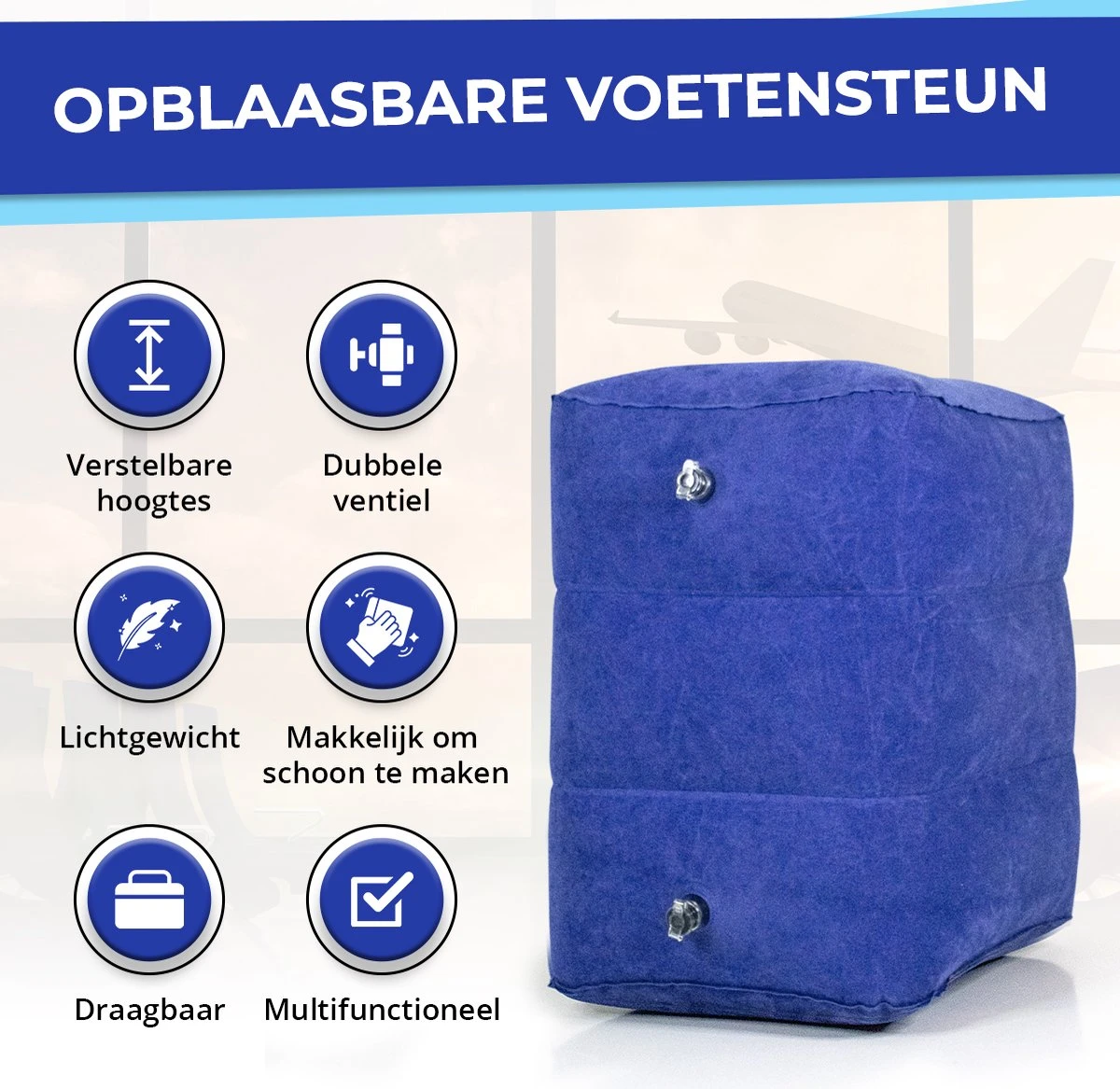 Merkloos Voetensteun - Vliegtuigbedje - Premium Quality XL - Reisbedje - Met Speciale Draagtas - Vliegtuig Kussen - Voetenbankje Of Poef - Met Slaapmasker & Pomp - Grijs 6 Merkloos Voetensteun - Vliegtuigbedje - Premium Quality XL - Reisbedje - Met Speciale Draagtas - Vliegtuig Kussen - Voetenbankje Of Poef - Met Slaapmasker & Pomp - Grijs - Afbeelding 6