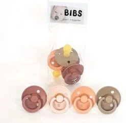 Bibs Fopspenen Maat 1 | 4 Stuks| 0-6 Maanden | Woodchuck, Blush, Peach, Dark Oak | T1