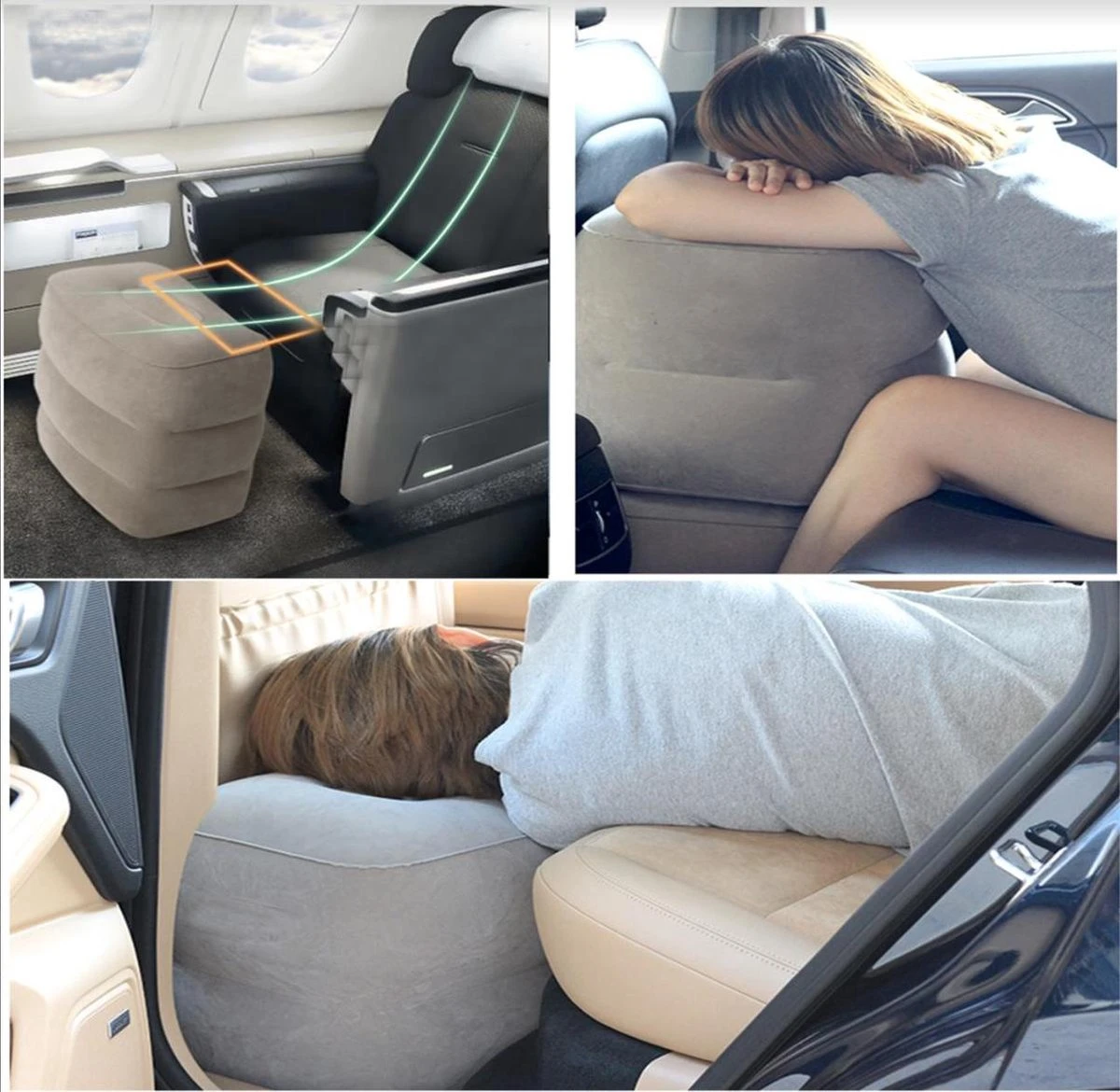 Vliegtuigbedje - Reiskussen - Voetensteun - Multifunctioneel Opblaasbaar Kussen Voor In Het Vliegtuig - Auto - Trein 3 Vliegtuigbedje - Reiskussen - Voetensteun - Multifunctioneel Opblaasbaar Kussen Voor In Het Vliegtuig - Auto - Trein - Afbeelding 3