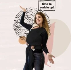 Cuddie Baby Draagdoek - Premium Organic Baby Draagdoek Gemaakt Van Bio Katoen - Newborns Tot 15 Kg - Baby Cadeau - Met Wenskaart - Zwart -Aanbiedingen BIBS Winkel 1200x1171 31