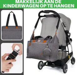 Brisby Slijtvaste Luiertas - Verzorgingstas Groot - Grijs - Inclusief Verschoonmatje - Isoleervakken - Fopspeen Houder - Makkelijk Te Bevestigen Aan De Kinderwagen -Aanbiedingen BIBS Winkel 1200x1174 10