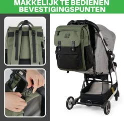 Brisby Slijtvaste Luiertas – Verzorgingstas - Two Tone Groen En Zwart - Inclusief Verschoonmatje - Isoleervakken - Met Geïntegreerde Kinderwagen Haken -Aanbiedingen BIBS Winkel 1200x1174 12