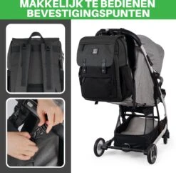 Brisby Slijtvaste Luiertas – Verzorgingstas - Two Tone Zwart En Donkergrijs - Inclusief Verschoonmatje - Isoleervakken - Met Geïntegreerde Kinderwagen Haken -Aanbiedingen BIBS Winkel 1200x1174 13