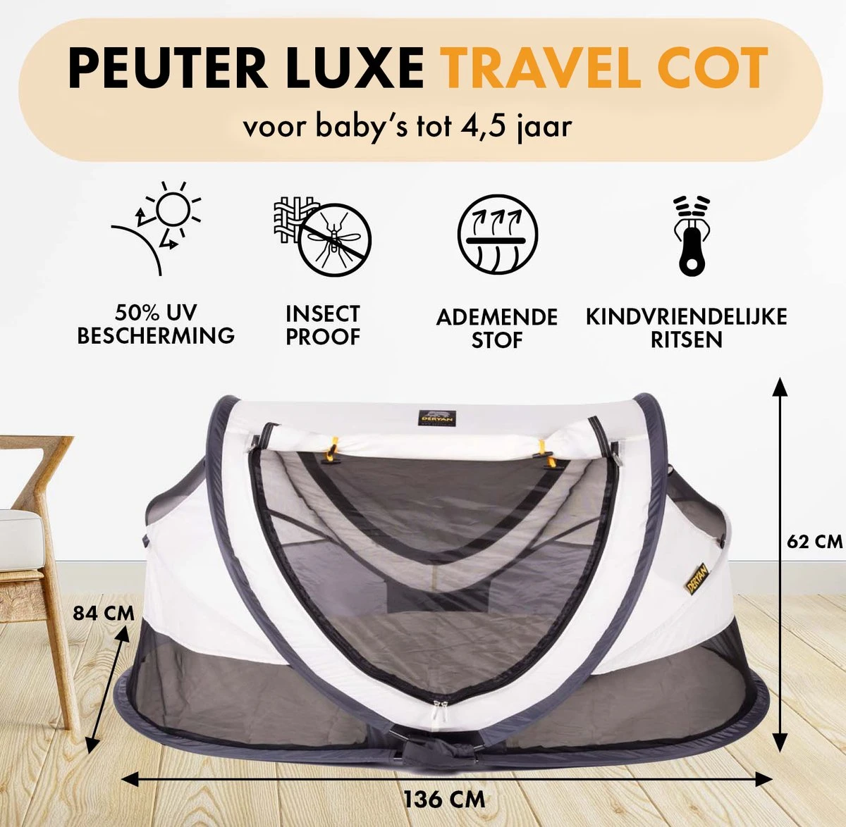 Deryan Peuter Luxe Campingbedje – Inclusief Zelfopblaasbare Matras - Cream 2 Deryan Peuter Luxe Campingbedje – Inclusief Zelfopblaasbare Matras - Cream - Afbeelding 2