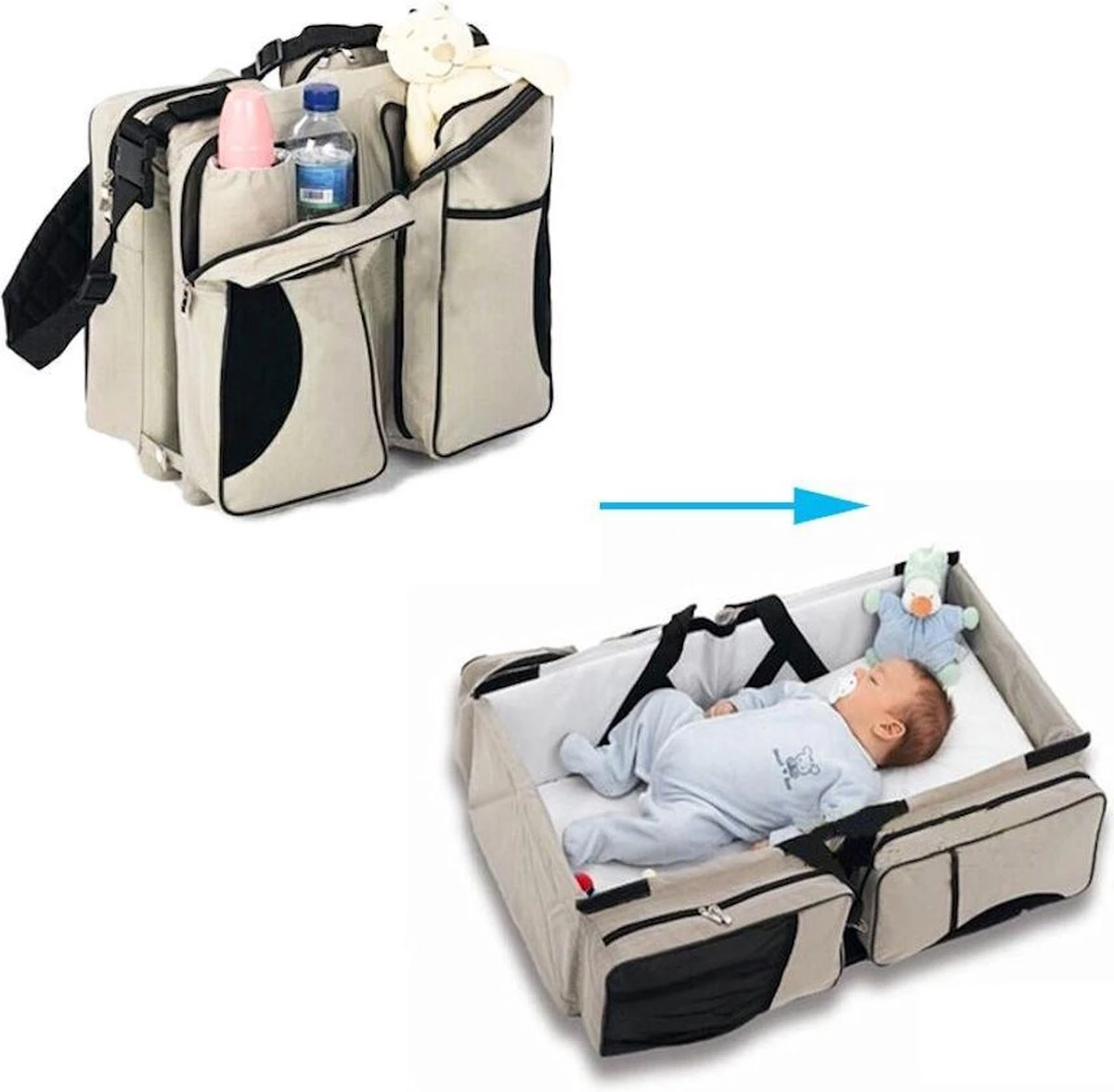 Merkloos Decopatent® Baby Bed - Luiertas - Reisbedje Voor Baby’s En Kleuters - Opvouwbare Reiswieg - Reisbed Met Matras - Reistas - Creme 4 Merkloos Decopatent® Baby Bed - Luiertas - Reisbedje Voor Baby’s En Kleuters - Opvouwbare Reiswieg - Reisbed Met Matras - Reistas - Creme - Afbeelding 4