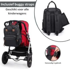 Luiertas Rugzak - Incl. Buggy / Kinderwagen Haken En Verschoningsmat - Complete Set - Zwart Van Zedar -Aanbiedingen BIBS Winkel 1200x1180 16