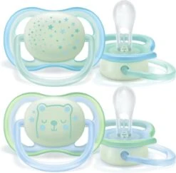 Philips Avent Ultra Air Fopspeen Groen Sterren/beer Glow In The Dark 0-6m