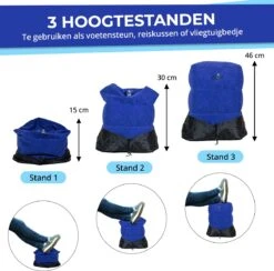 Merkloos Voetensteun - Vliegtuigbedje - Premium Quality - Reisbedje - 3 Hoogtestanden - Vliegtuig Kussen - Voetenbankje Of Poef - Met Opbergzakje & Pomp - Grijs -Aanbiedingen BIBS Winkel 1200x1187 7
