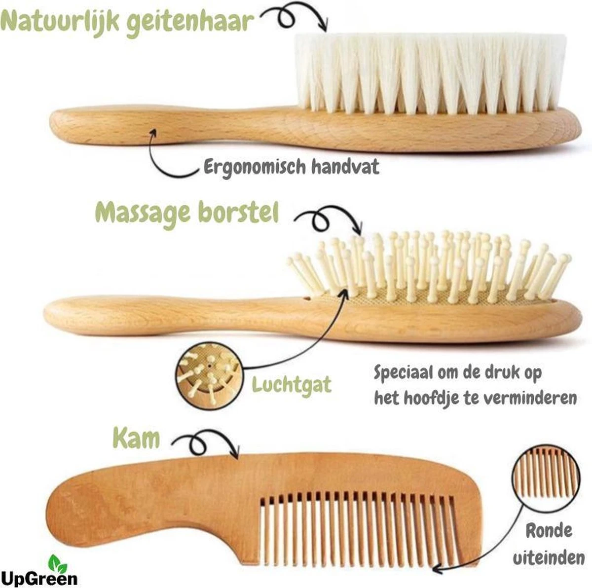 UpGreen® - Baby Verzorgingsset – Baby Borstel – Baby Borstel Set - Kraamcadeau – Baby Manicureset - Baby Verzorgingsproducten – Baby Borstel En Kam – Baby Kam – Baby Borstel Hout – Baby Haarborstel – Baby Borstel Geitenhaar 2 UpGreen® - Baby Verzorgingsset – Baby Borstel – Baby Borstel Set - Kraamcadeau – Baby Manicureset - Baby Verzorgingsproducten – Baby Borstel En Kam – Baby Kam – Baby Borstel Hout – Baby Haarborstel – Baby Borstel Geitenhaar - Afbeelding 2