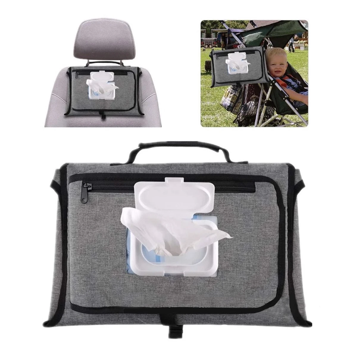 Verschoningsmatje Opvouwbaar - Verzorgingsmatje Voor Onderweg - Aankleedkussen - Traveltas - Diaperbag 3 Verschoningsmatje Opvouwbaar - Verzorgingsmatje Voor Onderweg - Aankleedkussen - Traveltas - Diaperbag - Afbeelding 3