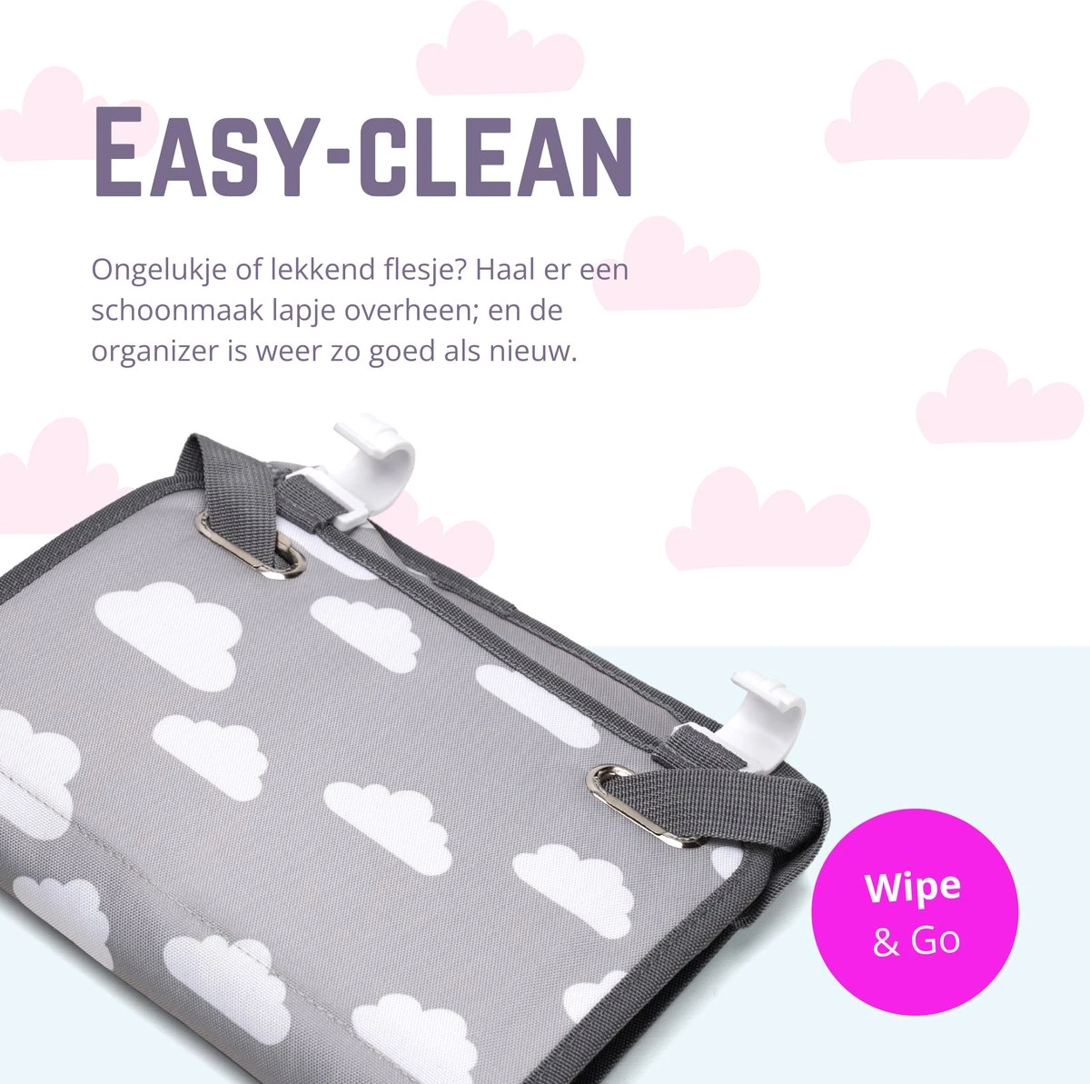 Casteleyn - Luier Organizer - Luiertas - Commodemandjes - Luierzak - Extra Ruim - Verstelbaar - Waterdicht - Wolkjes 2 Casteleyn - Luier Organizer - Luiertas - Commodemandjes - Luierzak - Extra Ruim - Verstelbaar - Waterdicht - Wolkjes - Afbeelding 2