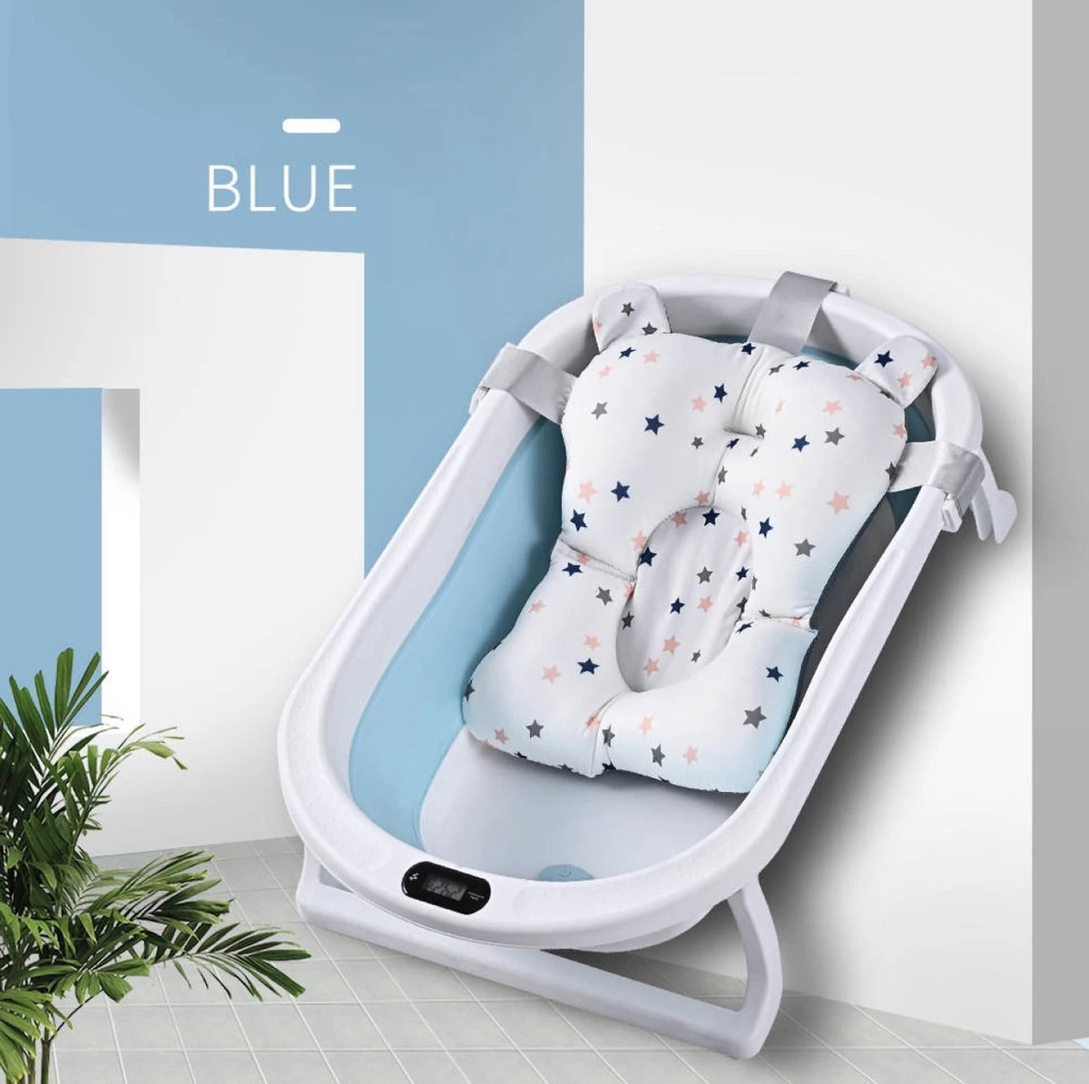 Babybadje - Laychee - Gratis Kussen - 4 In 1 - Peuterbadje - Opvouwbaar - Thermometer - Lichtgewicht - Inklapbaar - Blauw 2 Babybadje - Laychee - Gratis Kussen - 4 In 1 - Peuterbadje - Opvouwbaar - Thermometer - Lichtgewicht - Inklapbaar - Blauw - Afbeelding 2