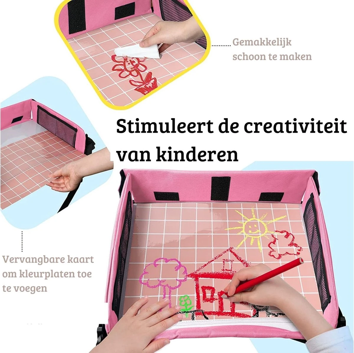 Premium Reistafel Voor Kinderen - Inclusief Tablethouder + Gratis Draagtas En Potloden - Auto Organizer - Playtray - Opvouwbaar - Speeltafel Auto - Tekentafel Auto - Roze 2 Premium Reistafel Voor Kinderen - Inclusief Tablethouder + Gratis Draagtas En Potloden - Auto Organizer - Playtray - Opvouwbaar - Speeltafel Auto - Tekentafel Auto - Roze - Afbeelding 2