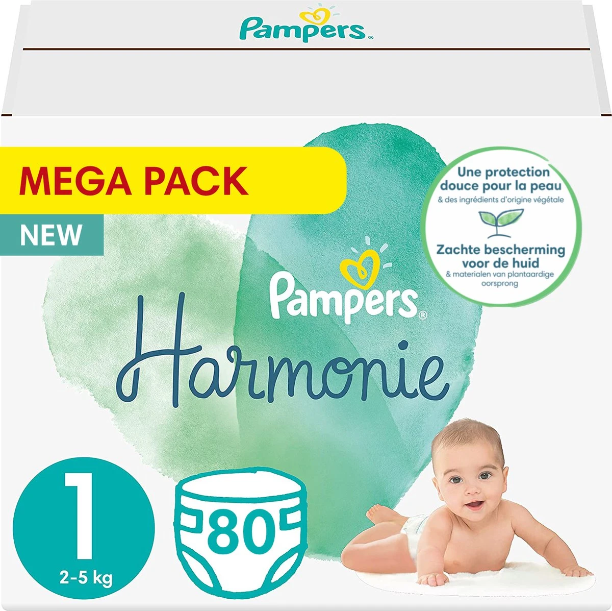 Pampers® Pampers - Harmonie / Pure - Maat 1 - Mega Pack - 80 Luiers 1 Pampers® Pampers - Harmonie / Pure - Maat 1 - Mega Pack - 80 Luiers
