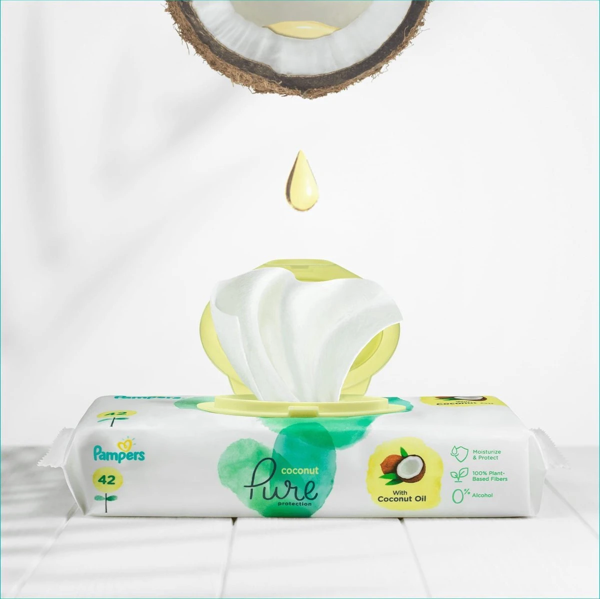 Pampers® Pampers Pure Coconut Babydoekjes - 18pakjes Van 42 Doekjes =756 Babydoekjes 4 Pampers® Pampers Pure Coconut Babydoekjes - 18pakjes Van 42 Doekjes =756 Babydoekjes - Afbeelding 4