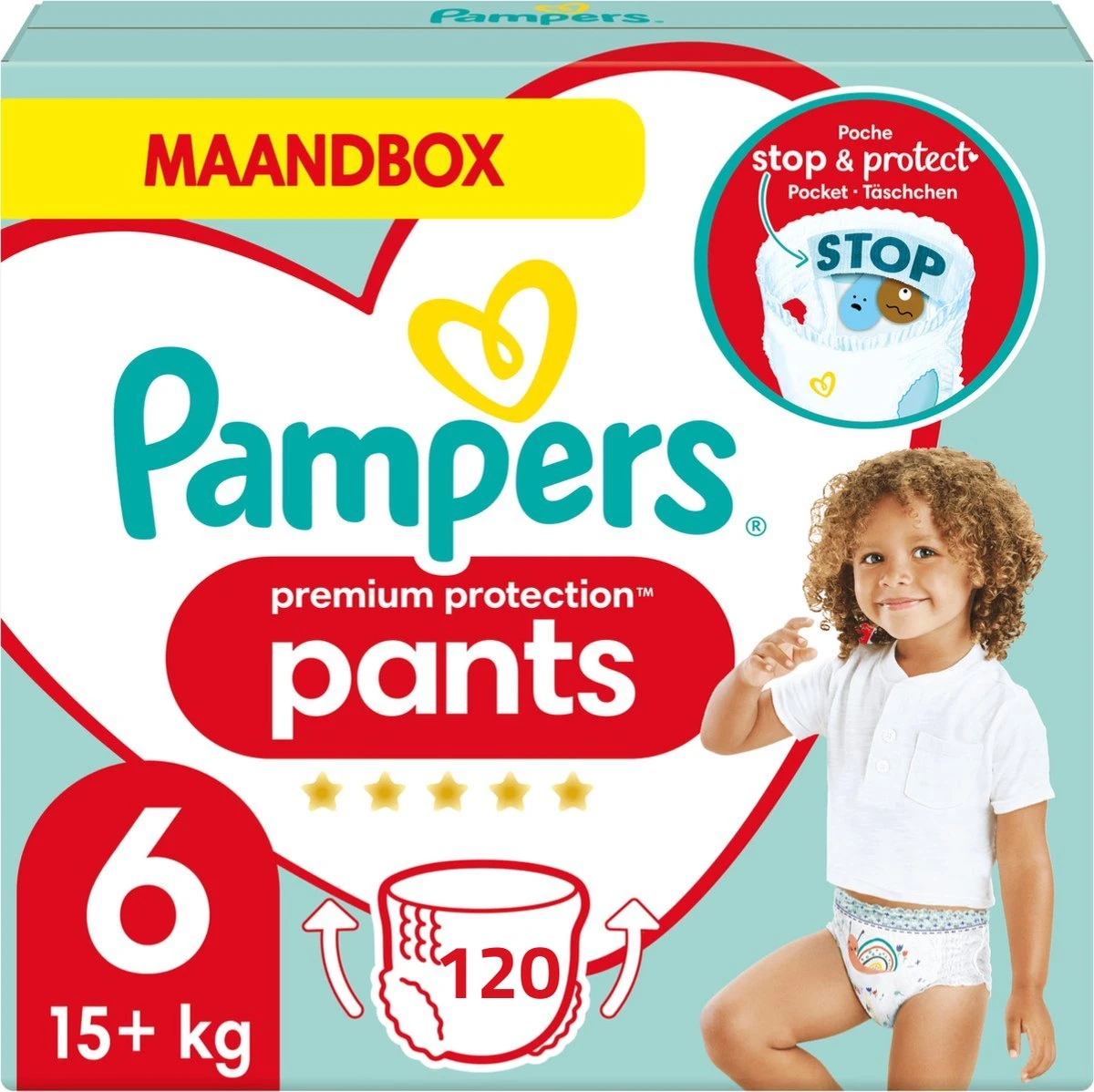 Pampers® Pampers Premium Protection Pants Luierbroekjes - Maat 6 (+15 Kg) - 120 Stuks - Maandbox 1 Pampers® Pampers Premium Protection Pants Luierbroekjes - Maat 6 (+15 Kg) - 120 Stuks - Maandbox