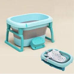 FOXSPORT Babybadje - Inklapbaar Bad - Bad Baby - Zitbad - Bath Bucket - Opvouwbaar Bad Kinderen - Baby Badje - Opvouwbaar Bad Baby - Baby Badkussen - Geschikt Voor Kinderen Van 0-12 - Met Standaard, Met Badmat, Met Badkruk -Aanbiedingen BIBS Winkel 1200x1200 1117