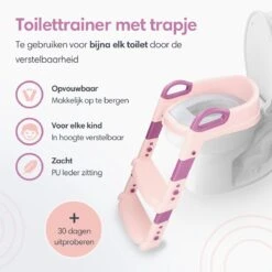 Macx & Macx Toilettrainer Met Trapje - Brilverkleiner Met Handvaten En Opstapje - Opvouwbaar Toilet Bril Zitje - WC Zindelijkheids Training Voor Jongens/Meisjes - Urinoirs Voor Kind/Peuter Van 2 Tot 7 Jaar - Roze -Aanbiedingen BIBS Winkel 1200x1200 1291