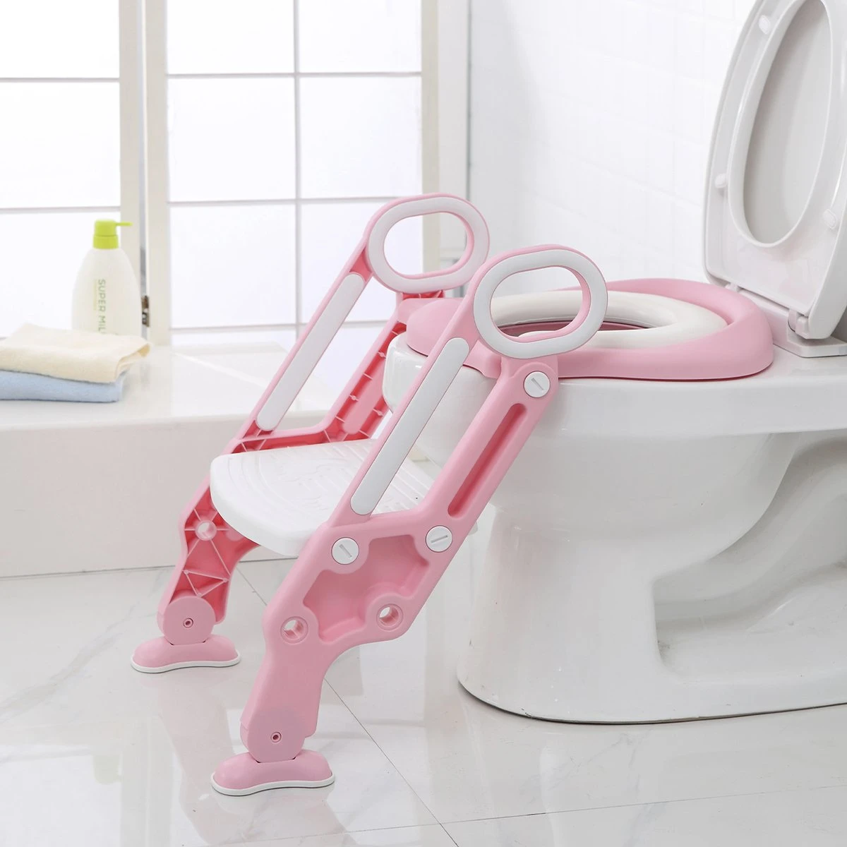 LifeGoods WC Verkleiner Met Trapje - Trainer Met Opstapje - 2 Tot 7 Jaar - Roze/Wit 8 LifeGoods WC Verkleiner Met Trapje - Trainer Met Opstapje - 2 Tot 7 Jaar - Roze/Wit - Afbeelding 8