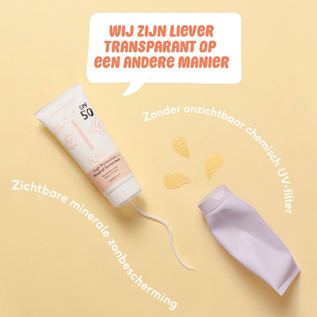 Naïf Zonnebrand Crème SPF50 - 100ML - Zonder Parfum - Baby & Kids - Met Natuurlijke Ingrediënten 2 Naïf Zonnebrand Crème SPF50 - 100ML - Zonder Parfum - Baby & Kids - Met Natuurlijke Ingrediënten - Afbeelding 2