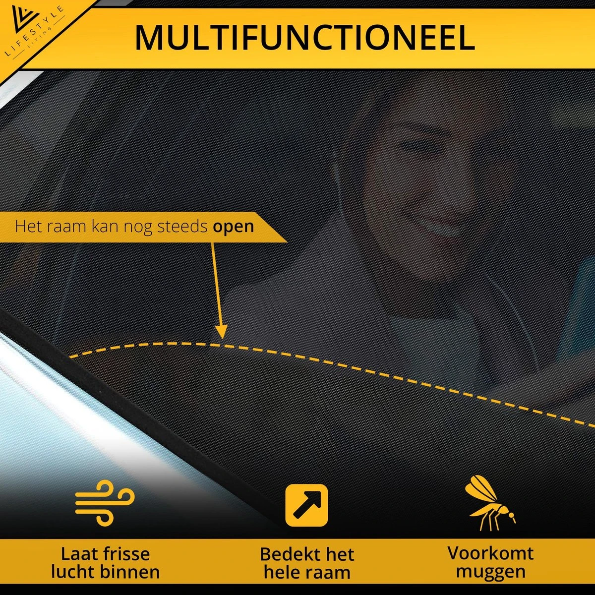 Lifestyle Living Zonnescherm – Overtrek Voor Auto Zijruit - Zonwering Voor Baby En Kind – Zonder Zuignappen – Incl. Hoes – MAX 112 X 51CM 4 Lifestyle Living Zonnescherm – Overtrek Voor Auto Zijruit - Zonwering Voor Baby En Kind – Zonder Zuignappen – Incl. Hoes – MAX 112 X 51CM - Afbeelding 4