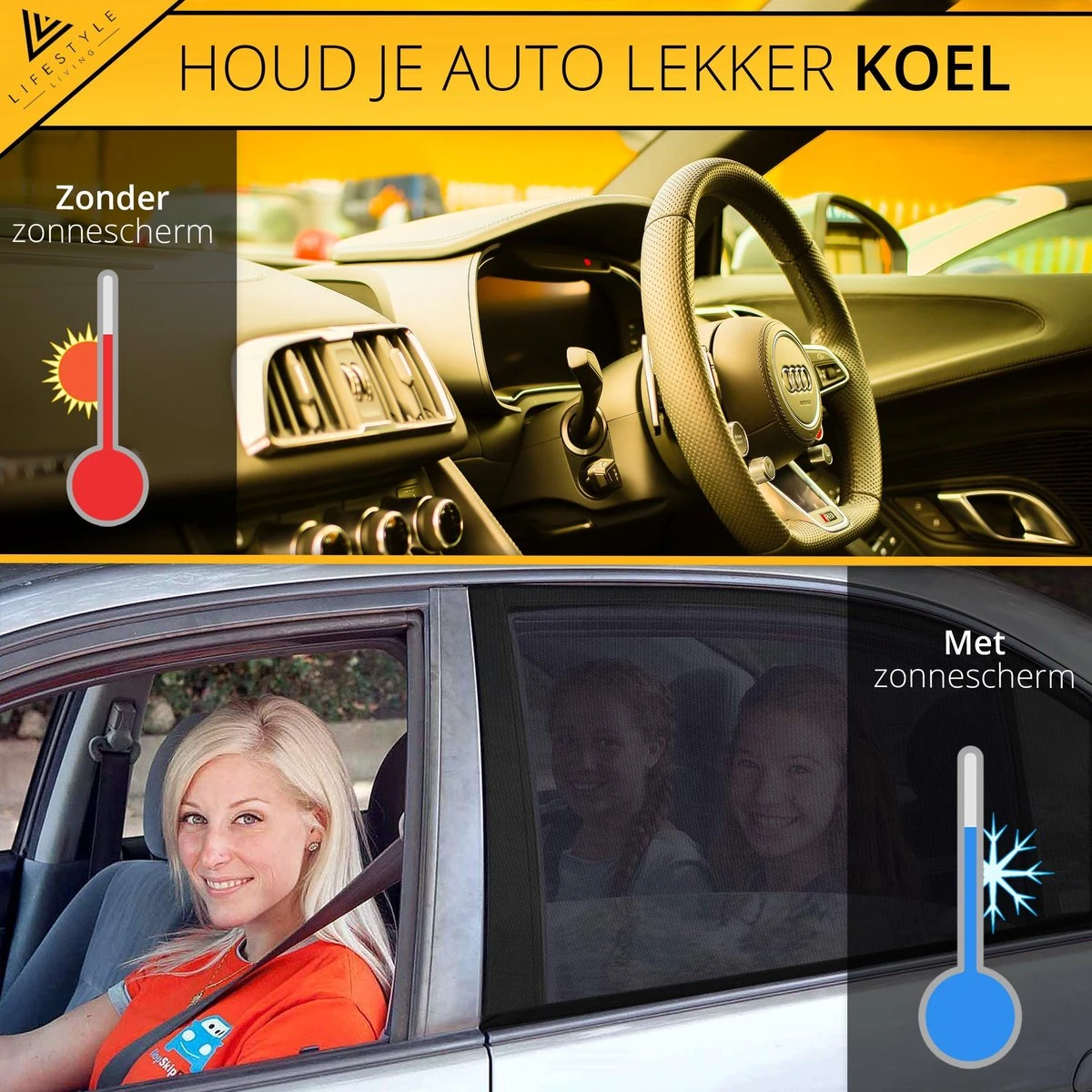 Lifestyle Living Zonnescherm – Overtrek Voor Auto Zijruit - Zonwering Voor Baby En Kind – Zonder Zuignappen – Incl. Hoes – MAX 112 X 51CM 8 Lifestyle Living Zonnescherm – Overtrek Voor Auto Zijruit - Zonwering Voor Baby En Kind – Zonder Zuignappen – Incl. Hoes – MAX 112 X 51CM - Afbeelding 8