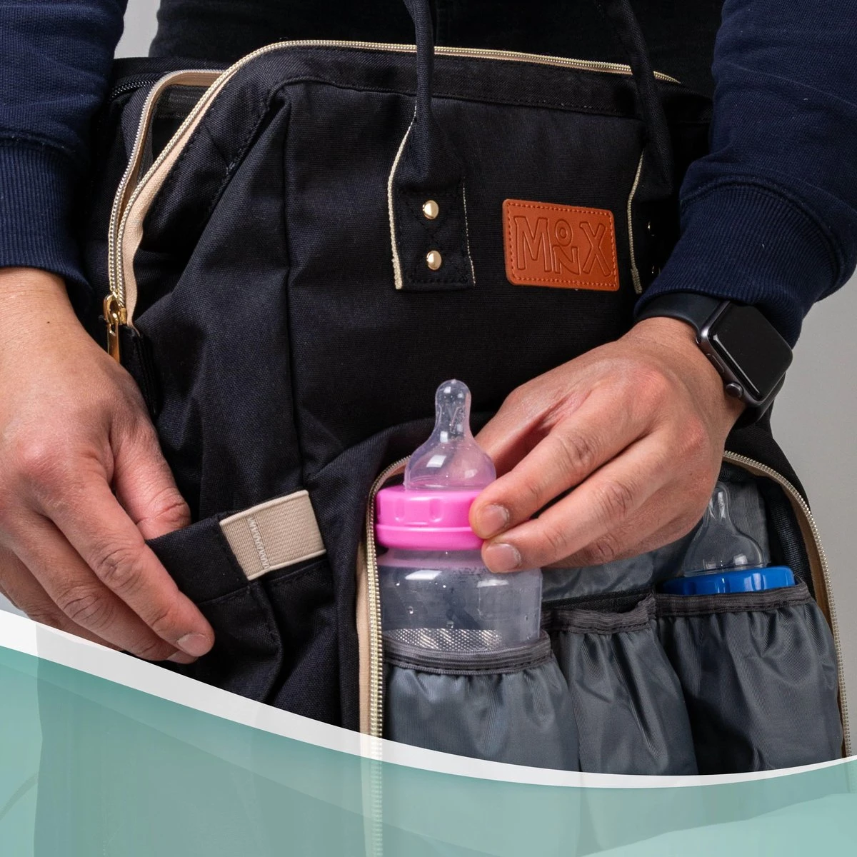 Luiertas Rugzak - Monx Luiertas Verzorgingstas Met Uitklapbaar Babybedje - Overzichtelijke Luierrugzak Extra Buggy En Kinderwagen Haken Inclusief Geïsoleerde Flessenhouder - Zwart 6 Luiertas Rugzak - Monx Luiertas Verzorgingstas Met Uitklapbaar Babybedje - Overzichtelijke Luierrugzak Extra Buggy En Kinderwagen Haken Inclusief Geïsoleerde Flessenhouder - Zwart - Afbeelding 6