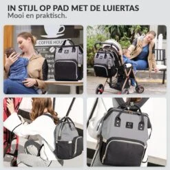 Buxibo Luier- En Verzorgingstas Inclusief USB Oplaadstation - Baby Rug Tas Met Isoleervak - Diaper Backpack Bag - Reis Rugzak - Grote Capaciteit - 23.8L - Zwart -Aanbiedingen BIBS Winkel 1200x1200 2400