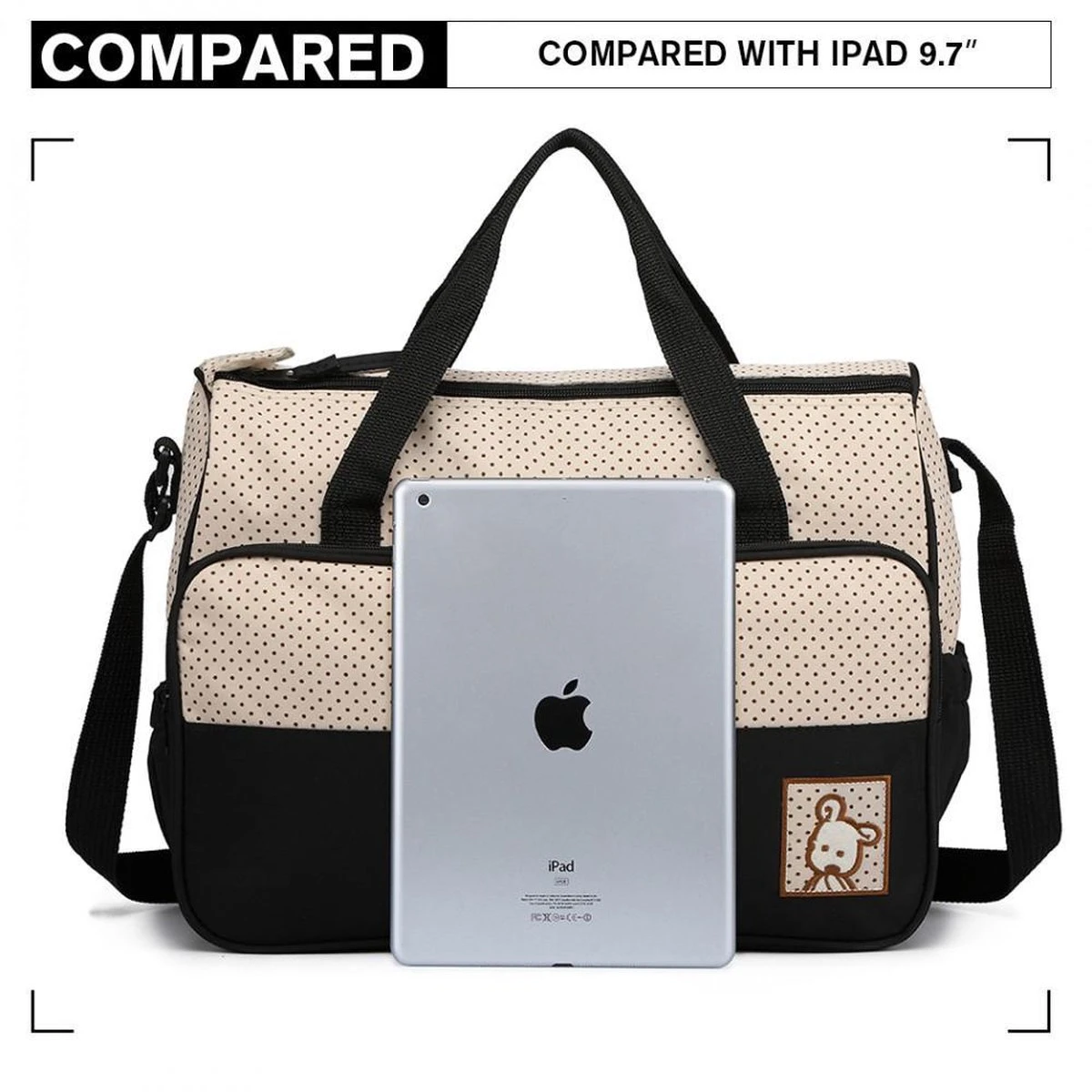 Miss Lulu Luier- En Verzorgingstas - 5 Set - Zwart (9026 BK) 5 Miss Lulu Luier- En Verzorgingstas - 5 Set - Zwart (9026 BK) - Afbeelding 5