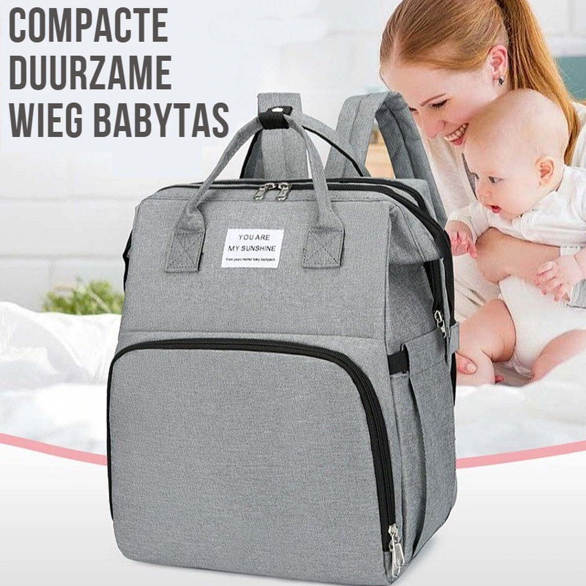 Merkloos LaGloss® Luiertas Rugtas Reiswieg Opvouwbaar GRIJS - Multifunctionele 2-in-1 Babytas - Travel Camping Reisbed Rugzak - Baby Bed Wieg Tas - Grijs 2 Merkloos LaGloss® Luiertas Rugtas Reiswieg Opvouwbaar GRIJS - Multifunctionele 2-in-1 Babytas - Travel Camping Reisbed Rugzak - Baby Bed Wieg Tas - Grijs - Afbeelding 2