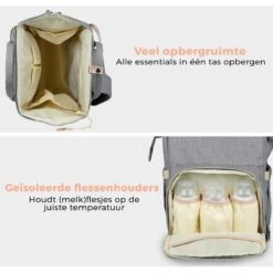 LifeGoods Luiertas Rugzak - Incl. Buggy En Kinderwagen Haken - Complete Set - 23.8 L - Grijs -Aanbiedingen BIBS Winkel 1200x1200 2432