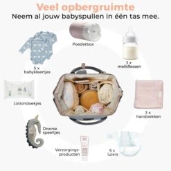LifeGoods Luiertas Rugzak - Incl. Buggy En Kinderwagen Haken - Complete Set - 23.8 L - Grijs -Aanbiedingen BIBS Winkel 1200x1200 2433