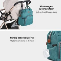 Miss Lulu Luiertas Rugzak - Inclusief Buggy En Kinderwagen Haken - Groen (E6705 GN) -Aanbiedingen BIBS Winkel 1200x1200 2441