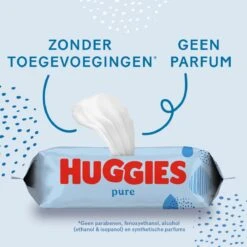 Huggies Billendoekjes - Pure 99% Water - 18 X 56 Stuks - 1008 Doekjes - Voordeelverpakking -Aanbiedingen BIBS Winkel 1200x1200 245