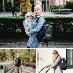 NanaBeebi Luiertas Rugzak Met Verschoonmatje - Zwart - Inclusief Flessenwarmhouder - Kinderwagenhaken En Isoleervak -Aanbiedingen BIBS Winkel 1200x1200 2451