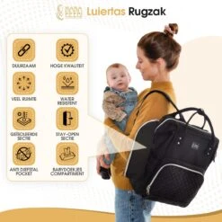NanaBeebi Luiertas Rugzak Met Verschoonmatje - Zwart - Inclusief Flessenwarmhouder - Kinderwagenhaken En Isoleervak -Aanbiedingen BIBS Winkel 1200x1200 2453
