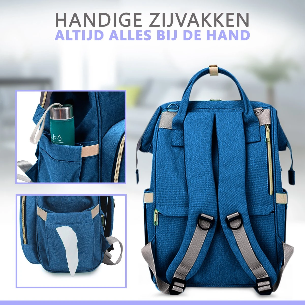 Luiertas Rugzak - Gratis Flessenwarmer En Gratis Kinderwagen Haken - Eindeloos Opbergruimte - Ruime Luiertas - Draaggemak - Donker Blauw 5 Luiertas Rugzak - Gratis Flessenwarmer En Gratis Kinderwagen Haken - Eindeloos Opbergruimte - Ruime Luiertas - Draaggemak - Donker Blauw - Afbeelding 5