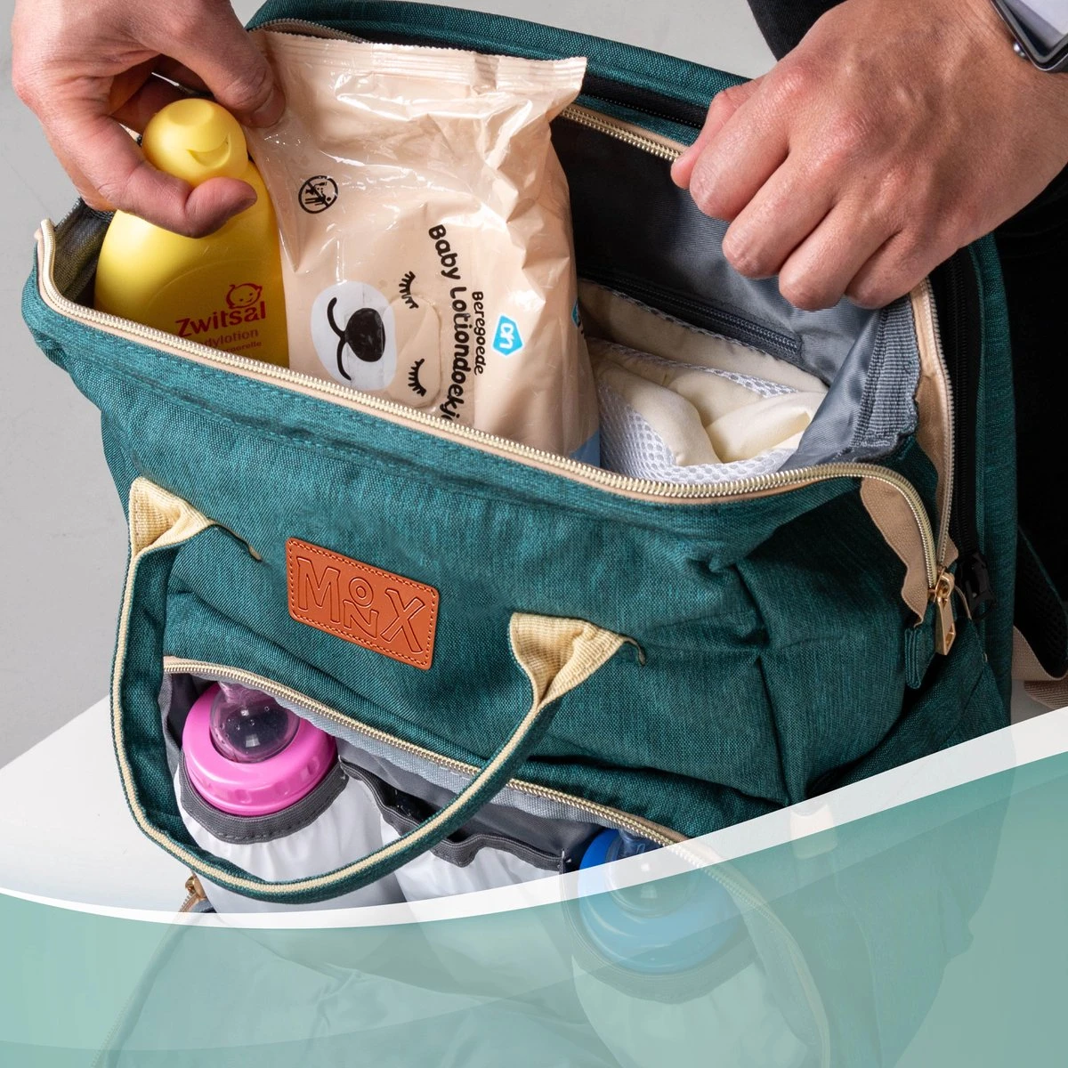 Luiertas Rugzak - Monx Luiertas Verzorgingstas Met Uitklapbaar Babybedje - Overzichtelijke Luierrugzak Extra Buggy En Kinderwagen Haken Inclusief Geïsoleerde Flessenhouder - Groen 10 Luiertas Rugzak - Monx Luiertas Verzorgingstas Met Uitklapbaar Babybedje - Overzichtelijke Luierrugzak Extra Buggy En Kinderwagen Haken Inclusief Geïsoleerde Flessenhouder - Groen - Afbeelding 10