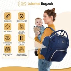 NanaBeebi Luiertas Rugzak Met Verschoonmatje - Blauw - Inclusief Flessenwarmhouder - Kinderwagenhaken En Isoleervak -Aanbiedingen BIBS Winkel 1200x1200 2557