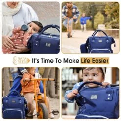 NanaBeebi Luiertas Rugzak Met Verschoonmatje - Blauw - Inclusief Flessenwarmhouder - Kinderwagenhaken En Isoleervak -Aanbiedingen BIBS Winkel 1200x1200 2559