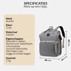 Buxibo 2-in-1 Luier- En Verzorgingstas - Inclusief Verschoon Matje - Baby Rug Tas Met Isoleervak - Diaper Backpack Bag - Reis Rugzak Inclusief Buggy En Kinderwagen Haken - Grote Capaciteit - -Aanbiedingen BIBS Winkel 1200x1200 2591