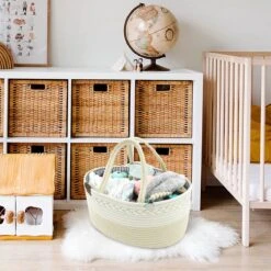 ADSafety - Luxe Katoenen Luiertas - Inclusief Uitneembare Organizer - Verzorgingstas - Opbergtas - Commode Mandje - Baby Spullen - Crème -Aanbiedingen BIBS Winkel 1200x1200 2614