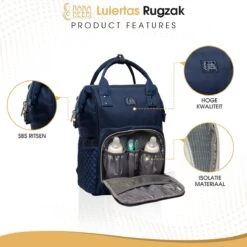NanaBeebi Luiertas - Rugzak - Met Isoleervak - Blauw- Inclusief Flessenwarmhouder En Kinderwagenhaken -Aanbiedingen BIBS Winkel 1200x1200 2635
